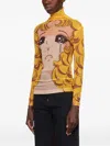 Pushbutton Illustration-print Turtleneck Top In Yellow