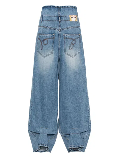 Pushbutton Kangaroo Wide Jeans In Blue