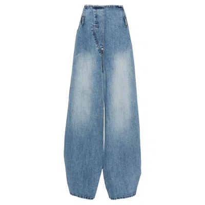 Pushbutton Kangaroo Wide Jeans In Blue
