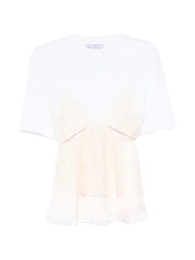 Pushbutton Lace Layered T-shirt In Multi