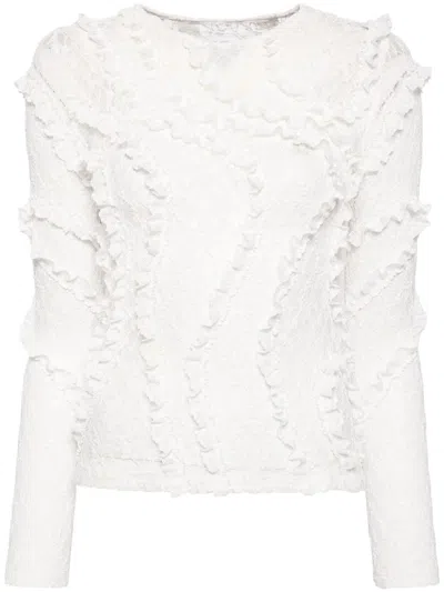 Pushbutton Lace Top In White