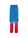 Pushbutton Lace-trim Track Pants In Red