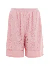 Pushbutton Lace-overlay Layered Shorts In Multi