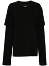 Pushbutton Layered Cotton T-shirt In 黑色