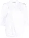 Pushbutton Layered Half-sleeve Shirt In White