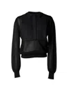 Pushbutton Layered Pleated-panel Sweater In Black