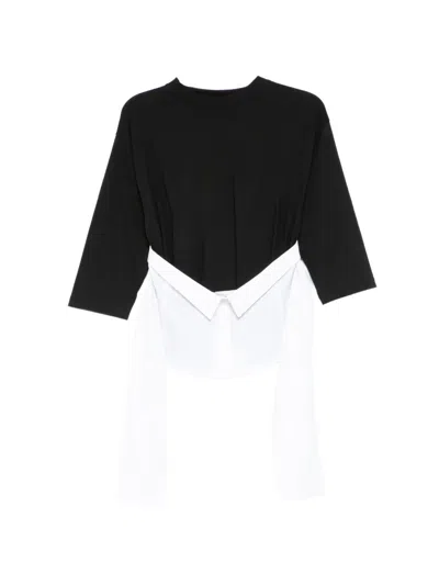 Pushbutton Layered T-shirt In Black