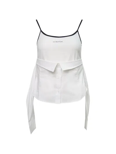 Pushbutton White Shirt Combination Tank Top