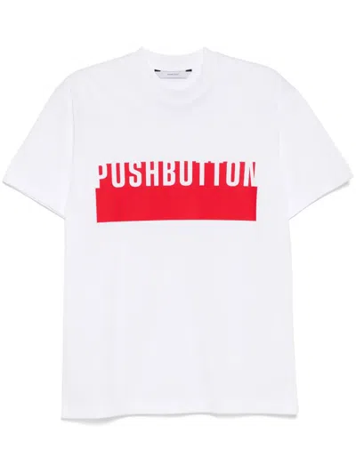 Pushbutton Logo-print T-shirt In 白色