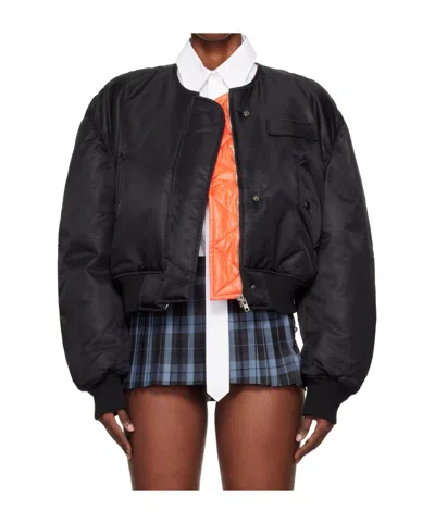 PUSHBUTTON LOGO-PATTERNED QUILTED BOMBER JACKET