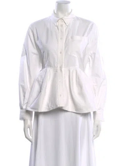 Pre-owned Pushbutton Long Sleeve Button-up Top In White