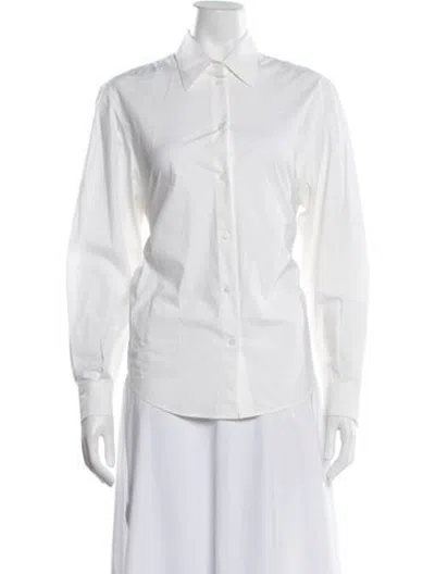 Pre-owned Pushbutton Long Sleeve Button-up Top In White