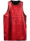 Pushbutton Metallic-effect Tank Top In Red