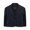 Pushbutton Navy Check Cropped Cape Blazer In Black