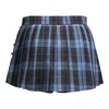 Pushbutton Navy Check Volumed Micro Skort In Blue