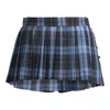 Pushbutton Navy Check Volumed Micro Skort In Blue