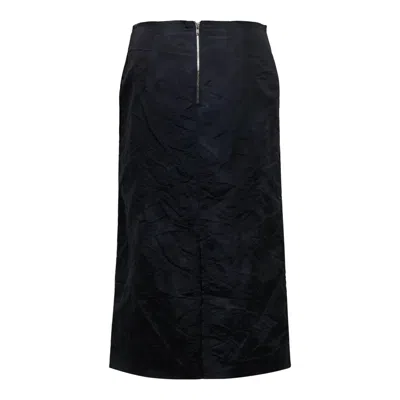 Pushbutton Navy Dye H-line Skirt In Black