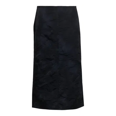 Pushbutton Navy Dye H-line Skirt In Black