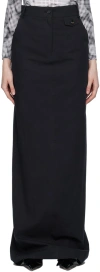 Pushbutton Navy Embroidered Maxi Skirt In Navy