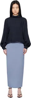 Pushbutton Navy Two Way Blouse In Dark Navy