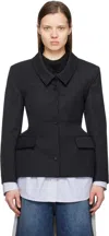 Pushbutton Navy Wool Reversible Blazer In Navy