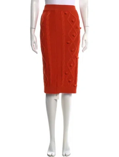 Pre-owned Pushbutton Patterned Midi Length Skirt In Orange