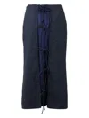 Pushbutton Pinstripe Tie-detail Skirt In Blue