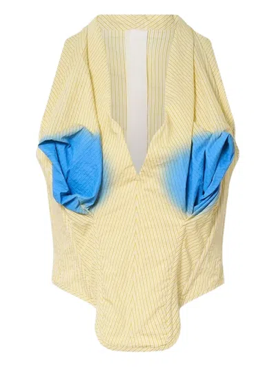 Pushbutton Pinstriped Top In Yellow