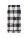 Pushbutton Plaid-pattern Midi Skirt In Multi