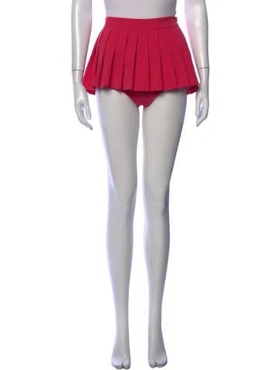 Pre-owned Pushbutton Pleated Accents Mini Skirt In Pink