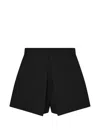 Pushbutton Pleated A-line Shorts In Black