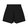 Pushbutton Pleated A-line Shorts In Black