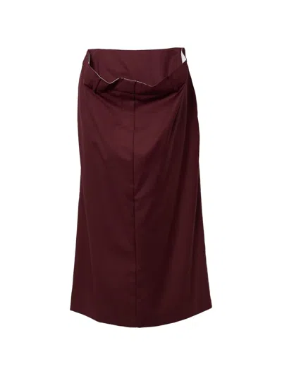 Pushbutton Pocket Midi Skirt In Burgundy