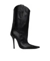 Pushbutton Pointed-toe Leather Boots In Black