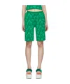 Pushbutton Printed Shorts In Green