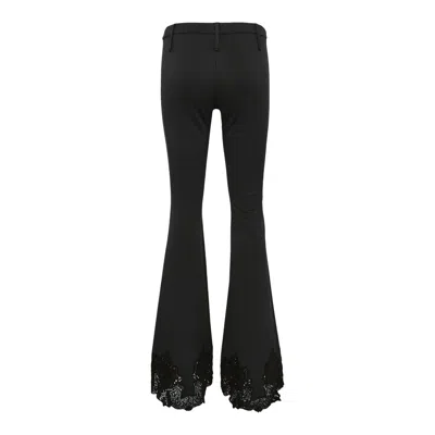 Pushbutton Push-skull Lace Hem Jersey Pants In Black