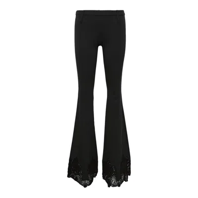 Pushbutton Push-skull Lace Hem Jersey Pants In Black