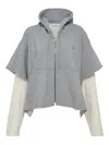 Pushbutton Raw-edge Zip-up Hoodie In Gray
