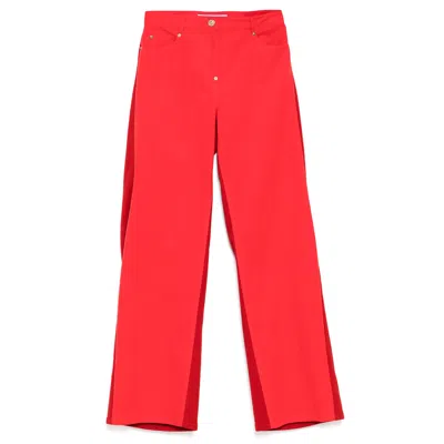 Pushbutton Red Panty Detailed Pants