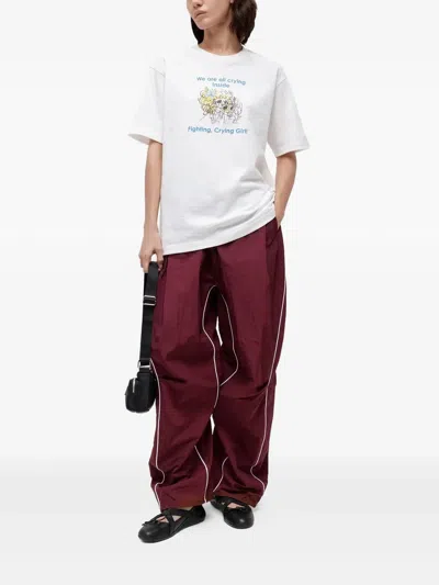 Pushbutton Red Piping Detail Tucked Pants In Brown