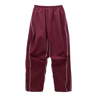 Pushbutton Red Piping Detail Tucked Pants In Brown