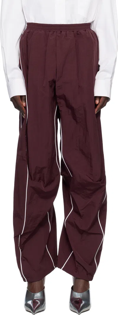 Pushbutton Red Piping Detail Tucked Track Pants