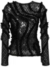 Pushbutton Ruffle T-shirt In Black