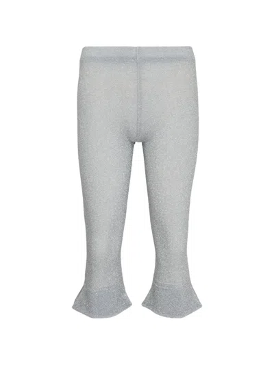 Pushbutton Ruffled Trousers In Gray