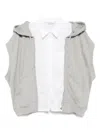 Pushbutton Shirt Layered Hoodie