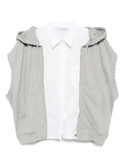Pushbutton Shirt Layered Hoodie