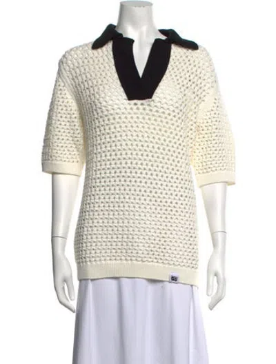 Pre-owned Pushbutton Short Sleeve Top In Neutrals
