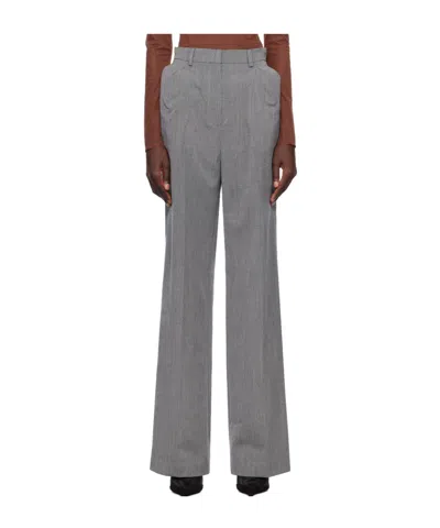 Pushbutton Shoulder Puff Casual Pants In Gray