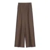 Pushbutton Side Folded Wide Pants In Brown