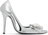 Pushbutton Silver Coin Purse Pointy Heels In Silver